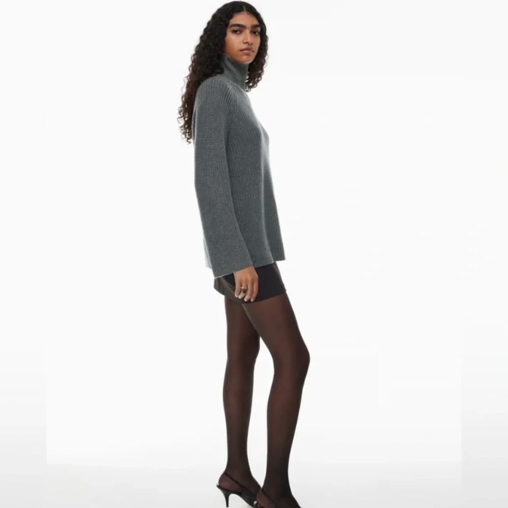 Aritzia Slate Grey 100% Merino Ribbed Turtleneck Sweater - Picture 3 of 14